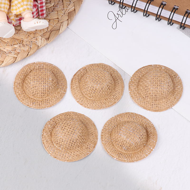 Kids Toys Play - 5Pcs Dollhouse Hand Weaved Straw Hat