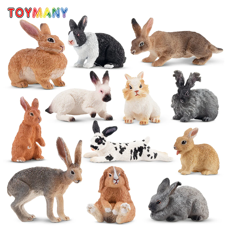 Kids Toys Easter - 12Pcs Simulation Rabbit Farm Animal Model