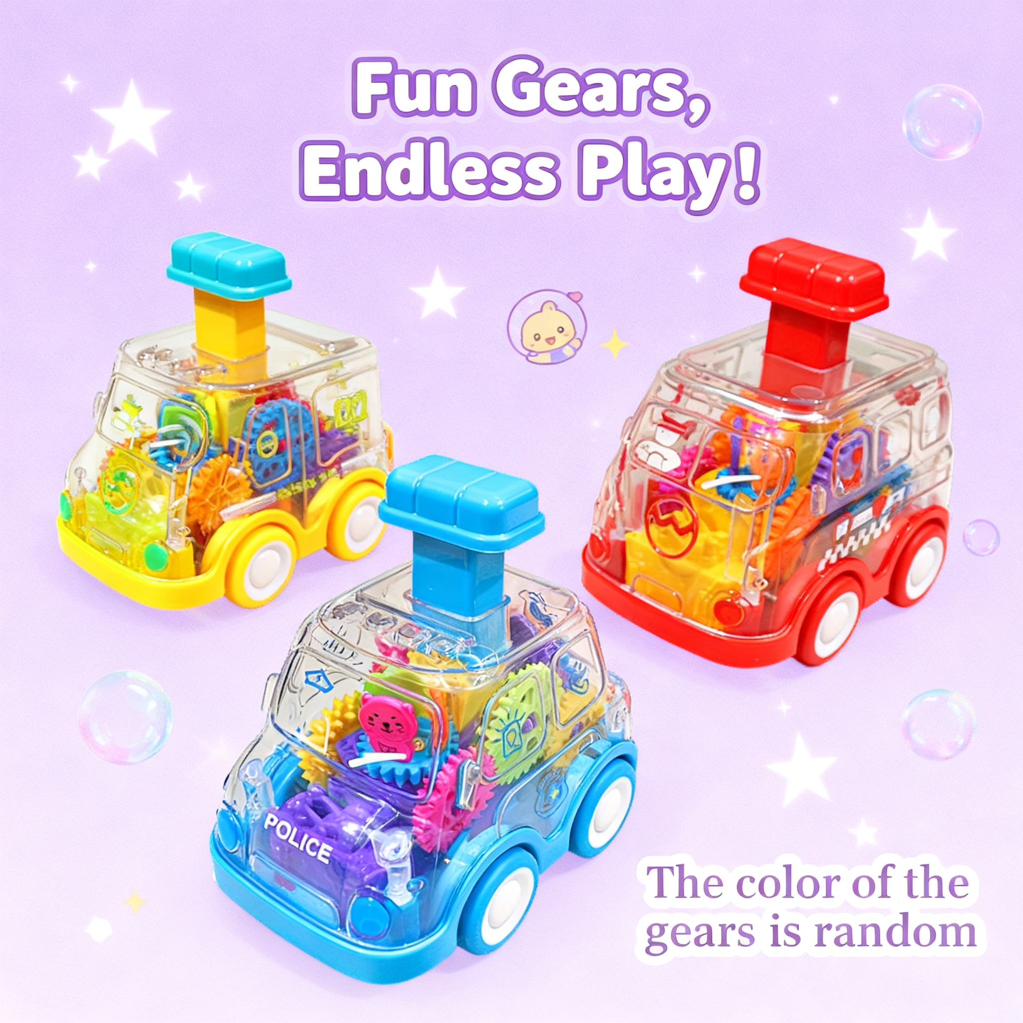 Kids Toys Car - Transparent Inertia Rebound Car Toy Cartoon