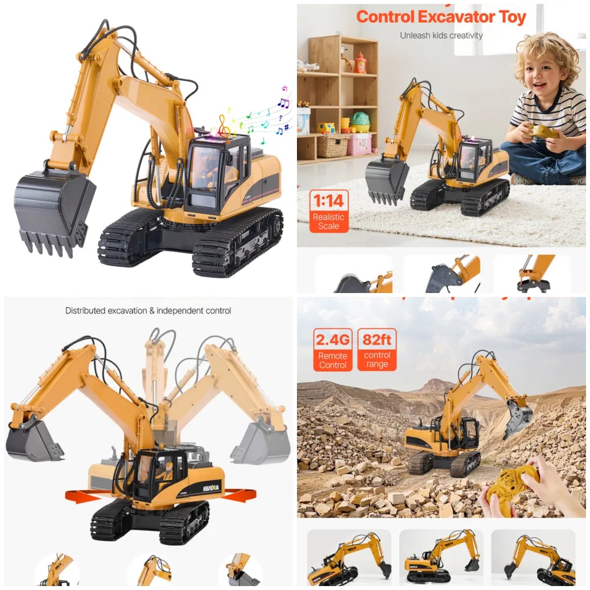 Kids' Toys - Remote Control Excavator Toy 15 Channel