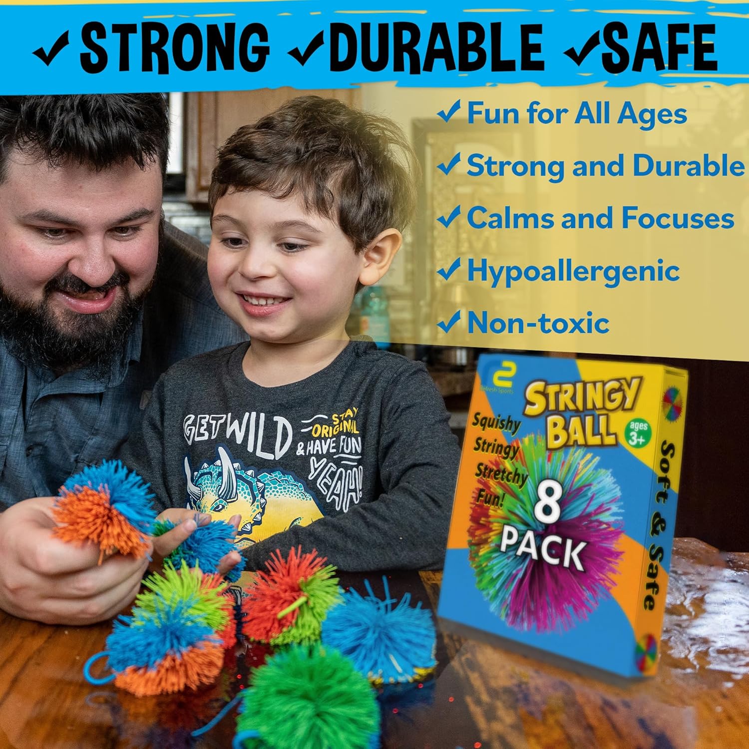 8 Pack Stringy Sensory Balls - - Kids Toys Basket avaliação e preço