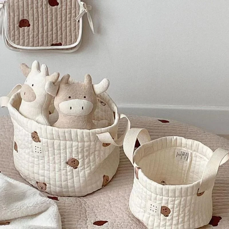 Cute Bear Embroidery Diaper Ba - Kids Toys Basket avaliação e preço