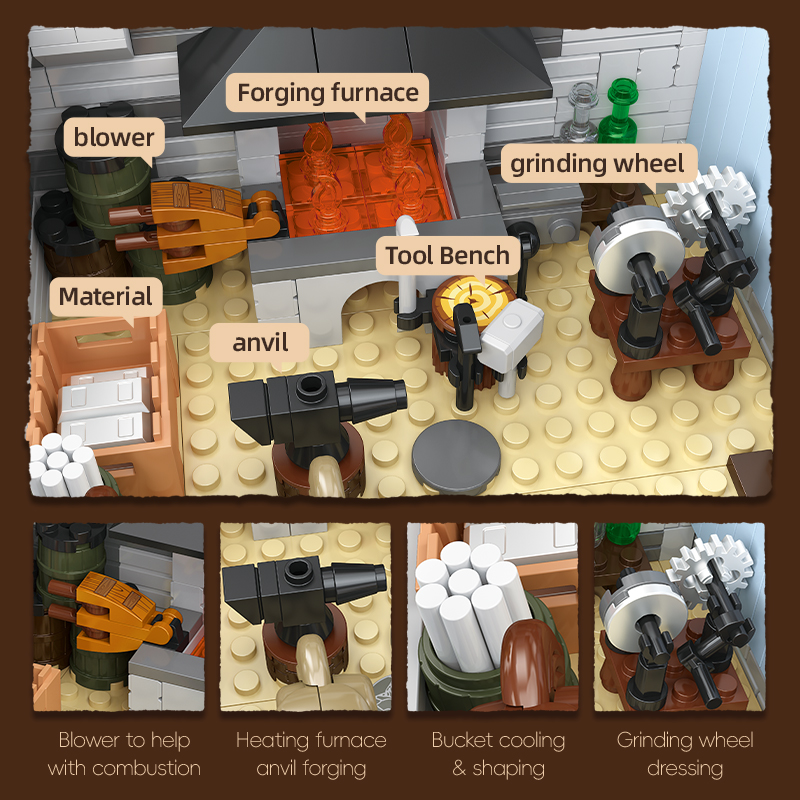 2718PCS Retro Blacksmith Shop  - Kids Toys Shop avaliação e preço
