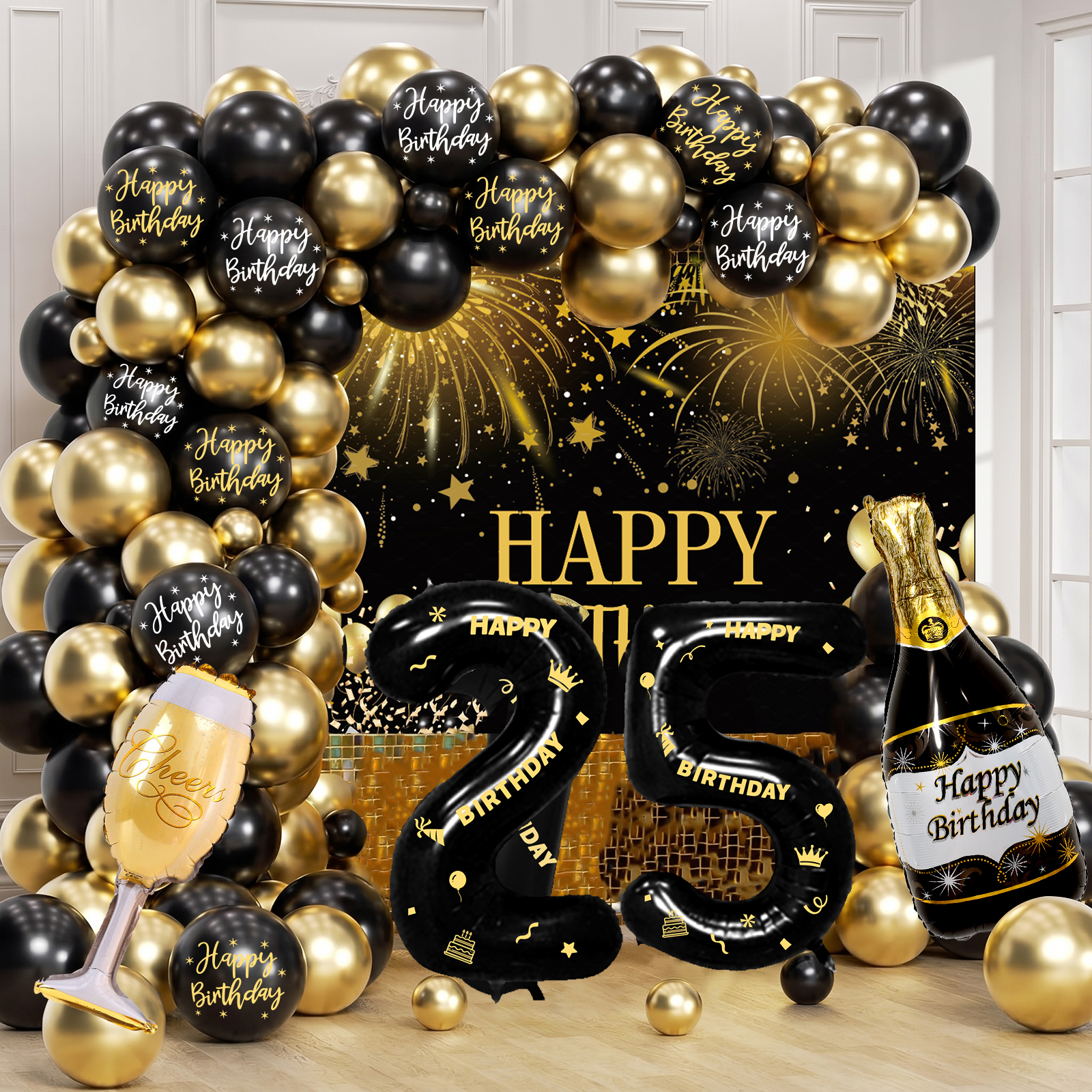 Black Gold Number Happy Birthd - Water Balloon Set avaliação e preço