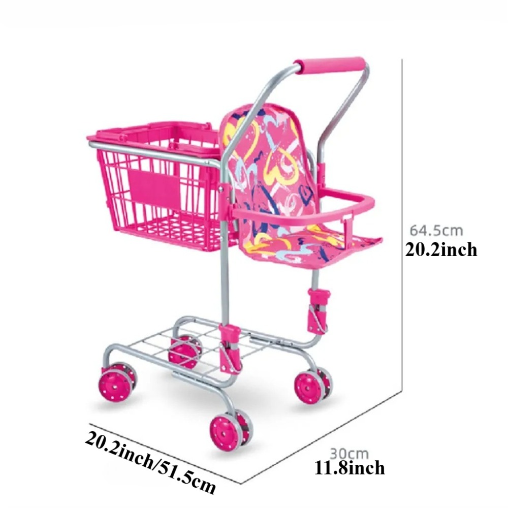 Baby Doll Shopping Cart for Gi - Kids Toys Basket avaliação e preço
