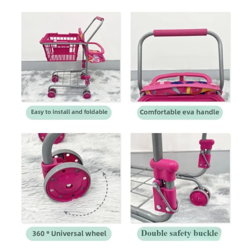Baby Doll Shopping Cart for Gi - Kids Toys Basket avaliação e preço