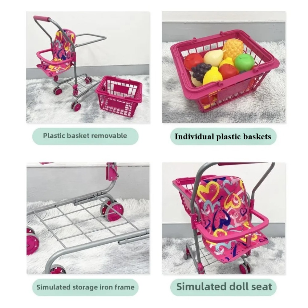 Baby Doll Shopping Cart for Gi - Kids Toys Basket avaliação e preço