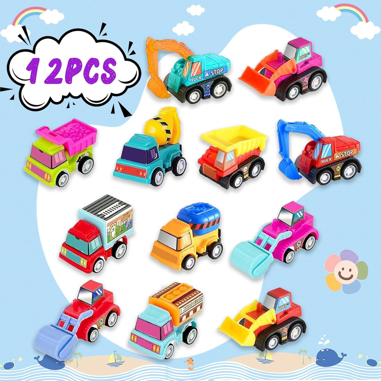12pcs Pull Back Cars Truck Veh - Kids Toys Car avaliação e preço